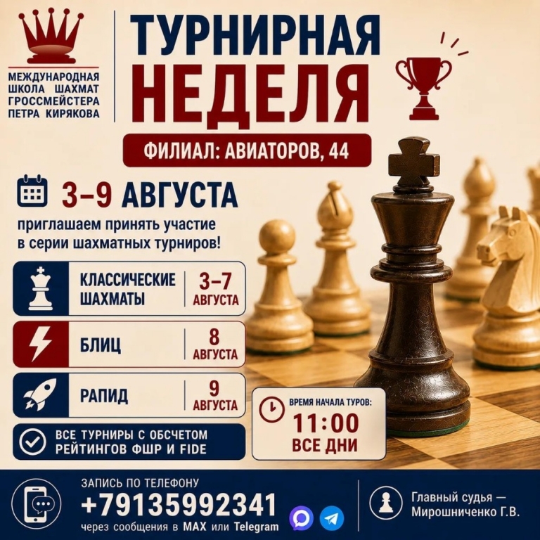 Неделя турниров с обсчетом рейтинга FIDE 